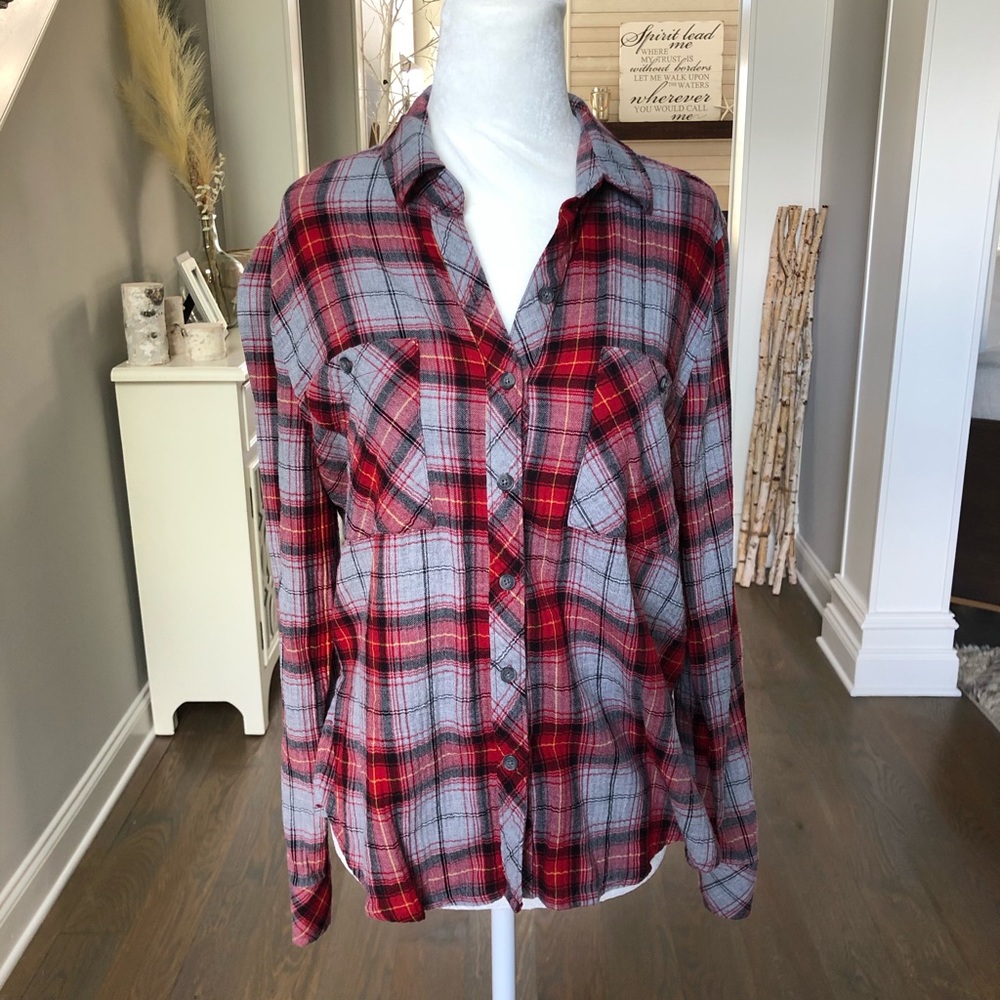 Lucky Brand Red/Grey Button Down -small